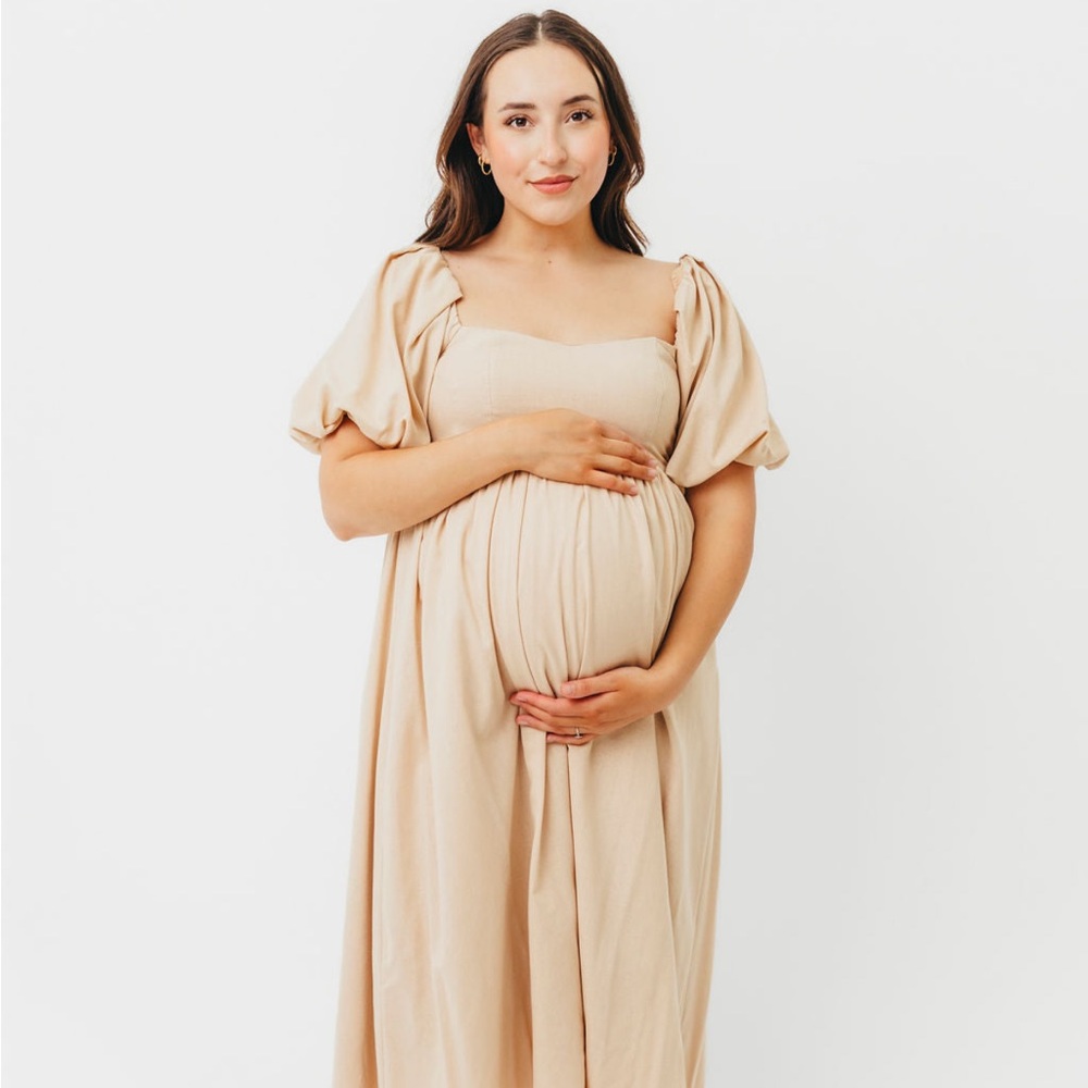 Hamilton Midi Dress in Taupe - Bump/Maternity Friendly